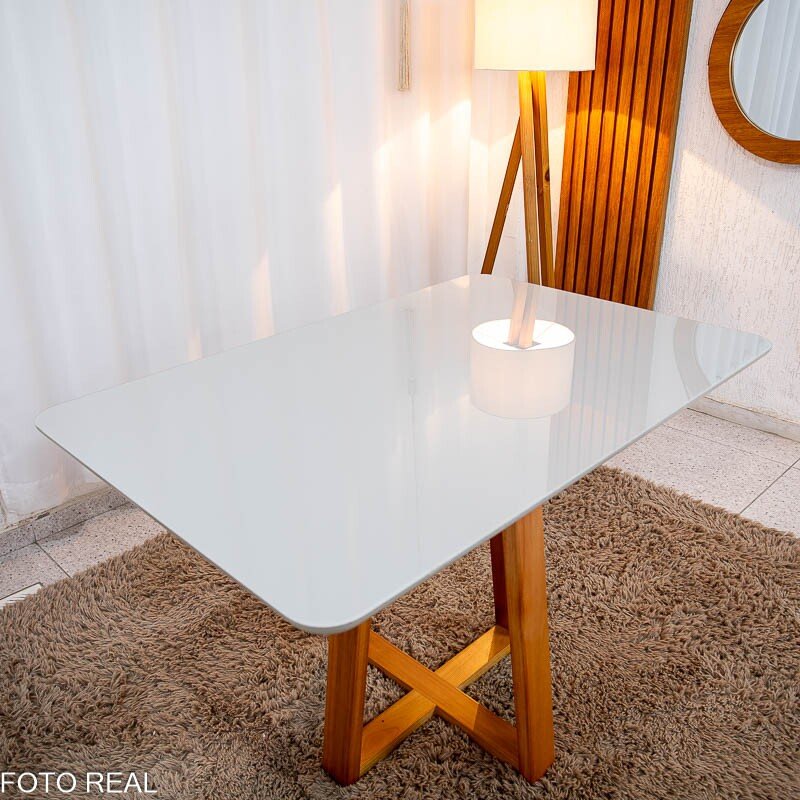 Mesa de Jantar Bali 120×80 Vidro Off/Base Madeira + 4 Cad. Londres Linho Cinza Madeira Minas Plac - Entregue Montada - Imagem 13