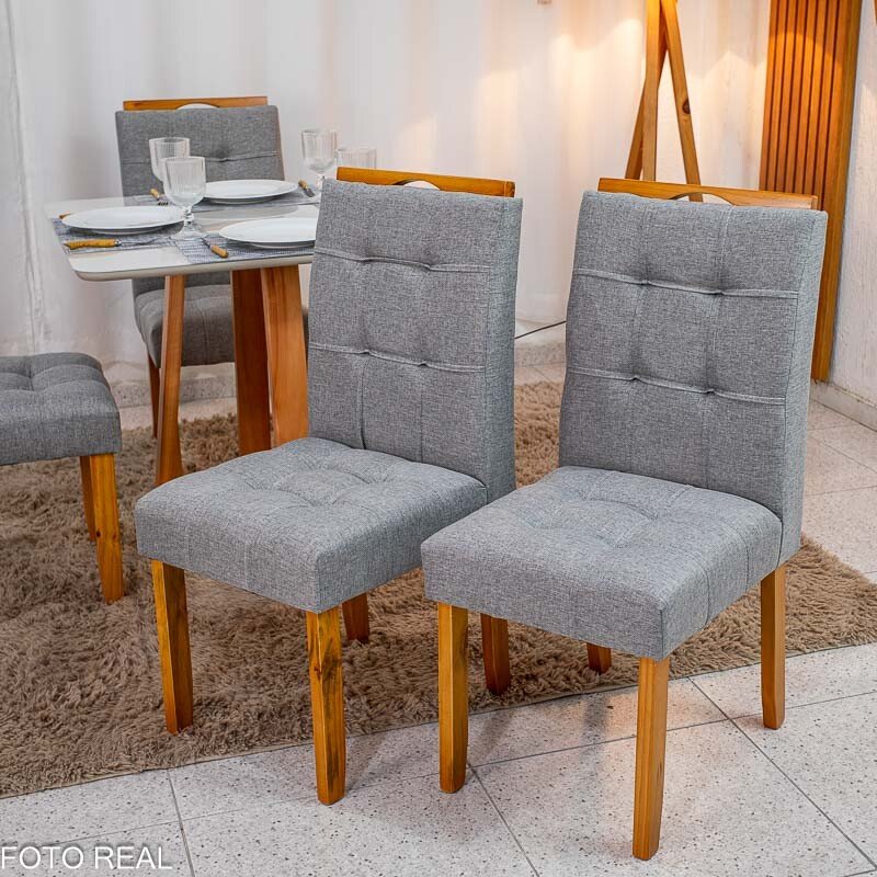 Mesa de Jantar Bali 120×80 Vidro Off/Base Madeira + 4 Cad. Londres Linho Cinza Madeira Minas Plac - Entregue Montada - Imagem 8