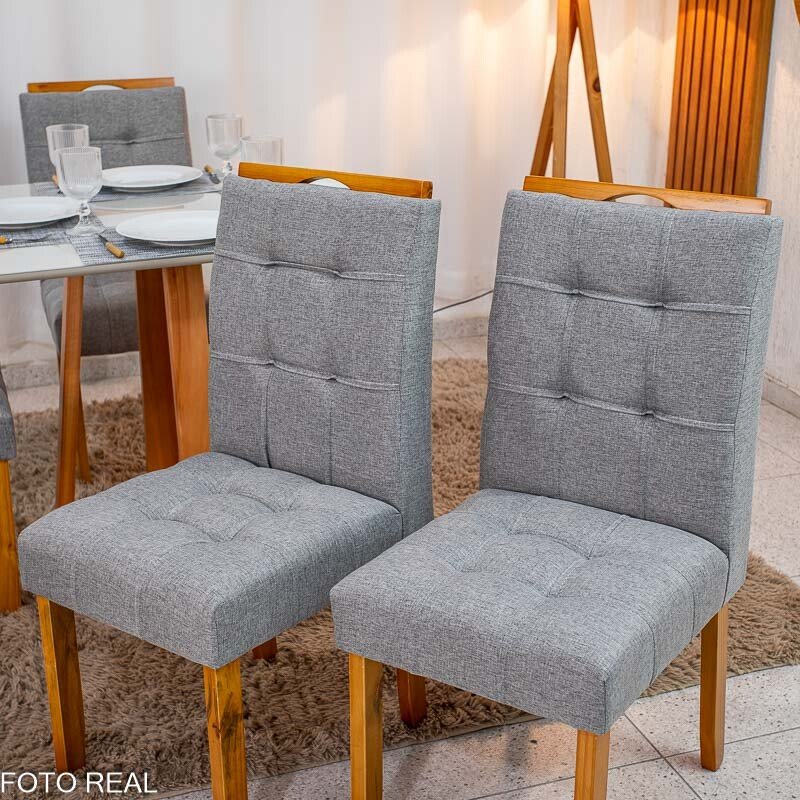 Mesa de Jantar Bali 120×80 Vidro Off/Base Madeira + 4 Cad. Londres Linho Cinza Madeira Minas Plac - Entregue Montada - Imagem 9