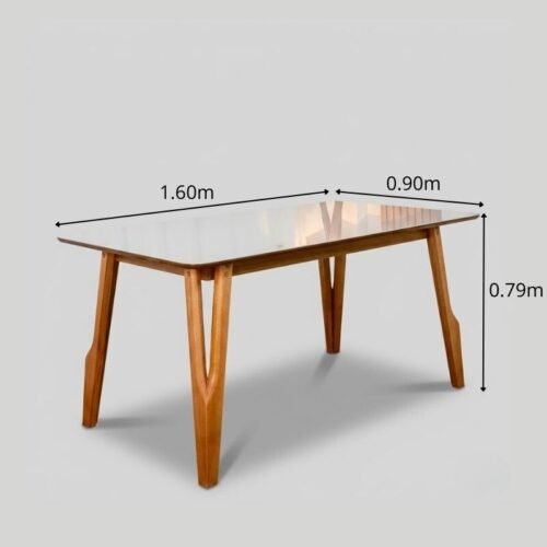 Alternative view of Mesa de Jantar Siena 160x90 Vidro Off/Base Madeira - Art Assento