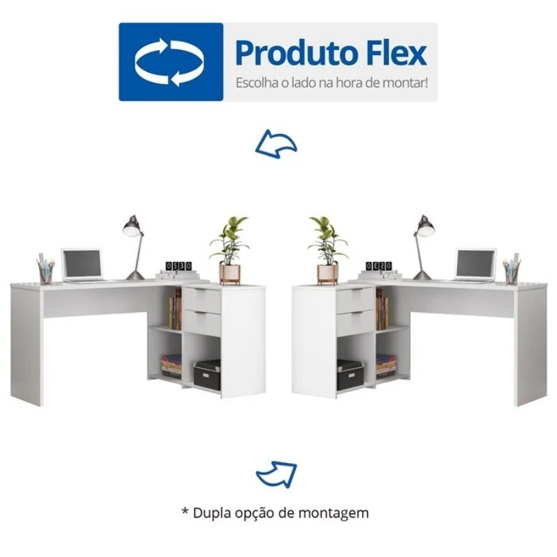 Mesa Office NT 2060 Larg. 2.00m Branco 2 Gavetas Notável - Imagem 6