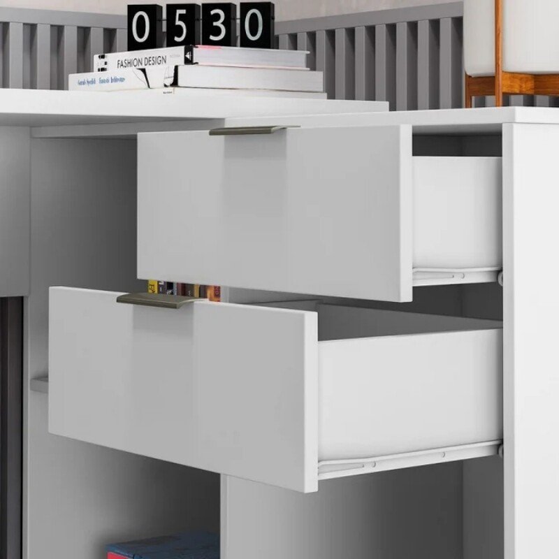 Mesa Office NT 2060 Larg. 2.00m Branco 2 Gavetas Notável - Imagem 9