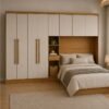 Modulado Casal Cumaru/Fendi Fosco 1 Roupeiro Rizon 4 Pts + 1 Criado Rizon + 1 Aéreo 3 portas Rizon - Novo Horizonte