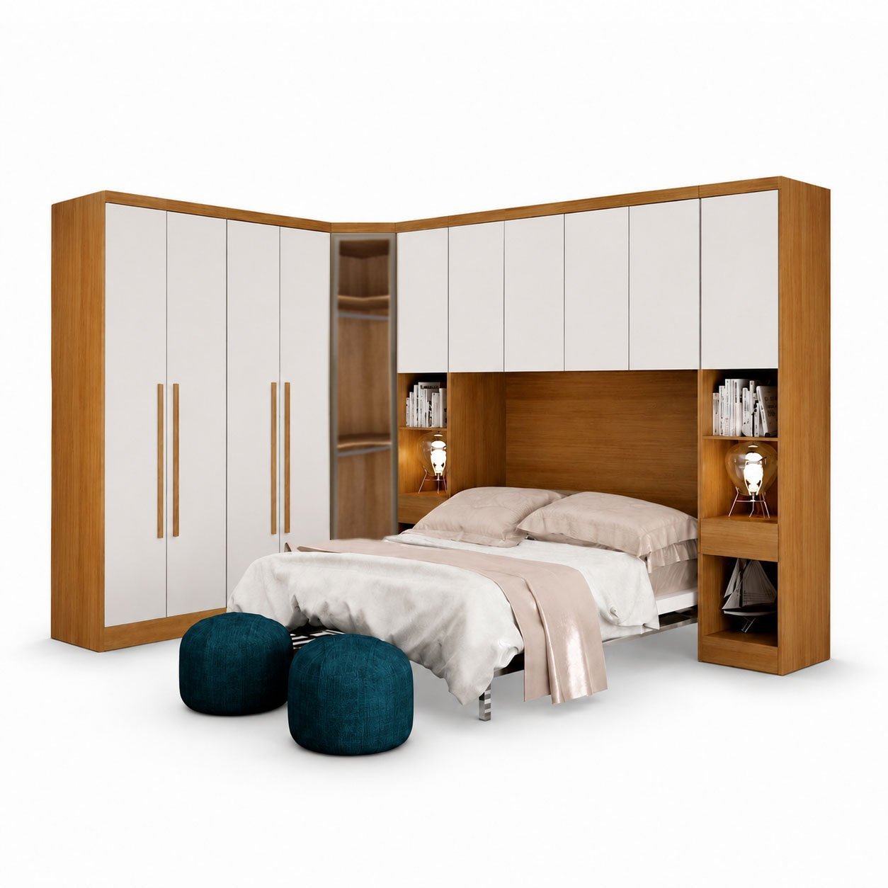 Guarda-roupa Rizon New Cumaru Larg. 2.43m 6 Portas 8 Gavetas - Novo Horizonte - Imagem 2