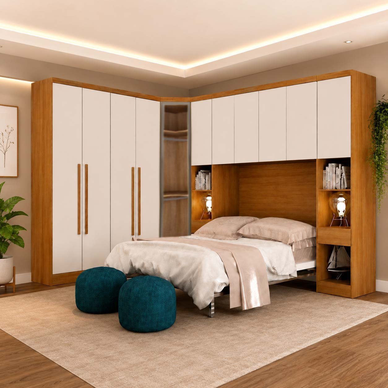 Guarda-roupa Rizon New Cumaru Larg. 2.43m 6 Portas 8 Gavetas - Novo Horizonte