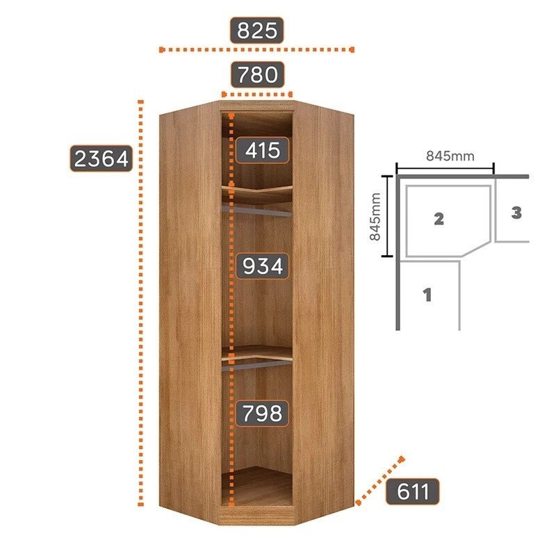 Guarda-roupa Rizon New Cumaru Larg. 2.43m 6 Portas 8 Gavetas - Novo Horizonte - Imagem 7