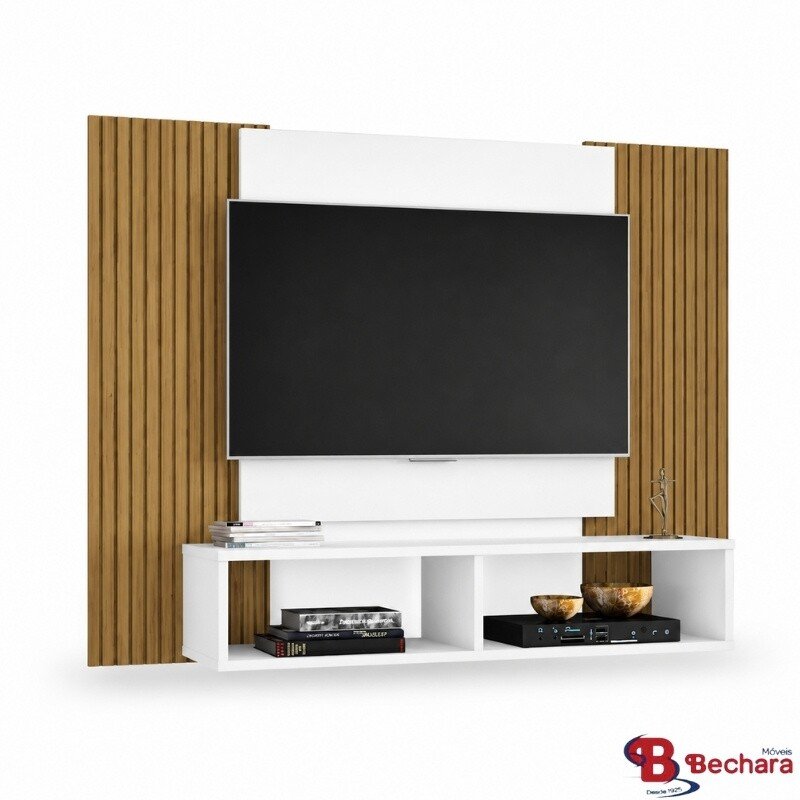 Painel Navi Larg. 1.20m Branco Ripado para TV até 47" - Bechara - Imagem 3