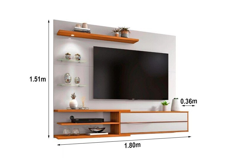 Painel NT 1115 Larg. 1.80m Off White/Freijó C/ Led para TV até 60" - Notável - Imagem 6