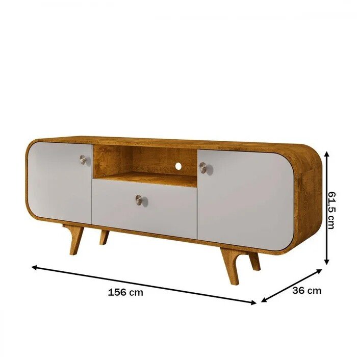 Rack Noronha Larg. 1.56m Nature/Off para TV até 55" - Bechara - Imagem 4
