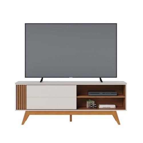Alternative view of Rack Bancada Otawa Larg. 1.60m Off/Freijó para TV até 65" - Colibri