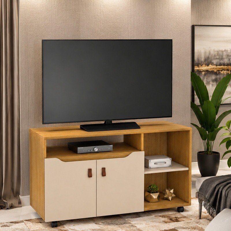 Rack Seleto Candian Larg. 1.21m Cinamomo/Off para TV até 49" - JCM - Imagem 3
