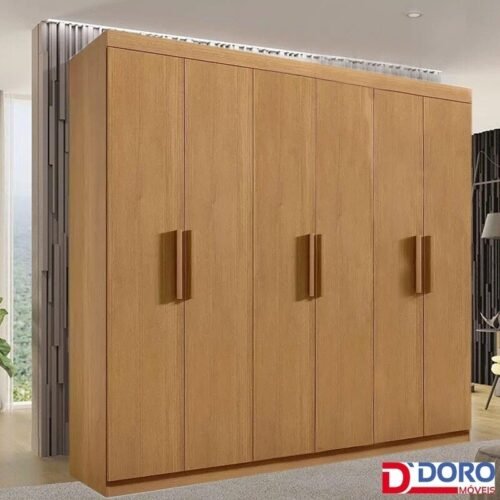 Guarda-roupa Casal Colibri Castanho 6 Portas 6 Gavetas Larg. 2.05m - D' Doro