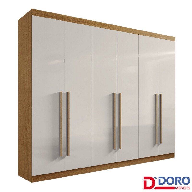 Roupeiro Da Vinci Plus 6 Portas Cinamomo/Off White Larg. 2.75m - D Doro