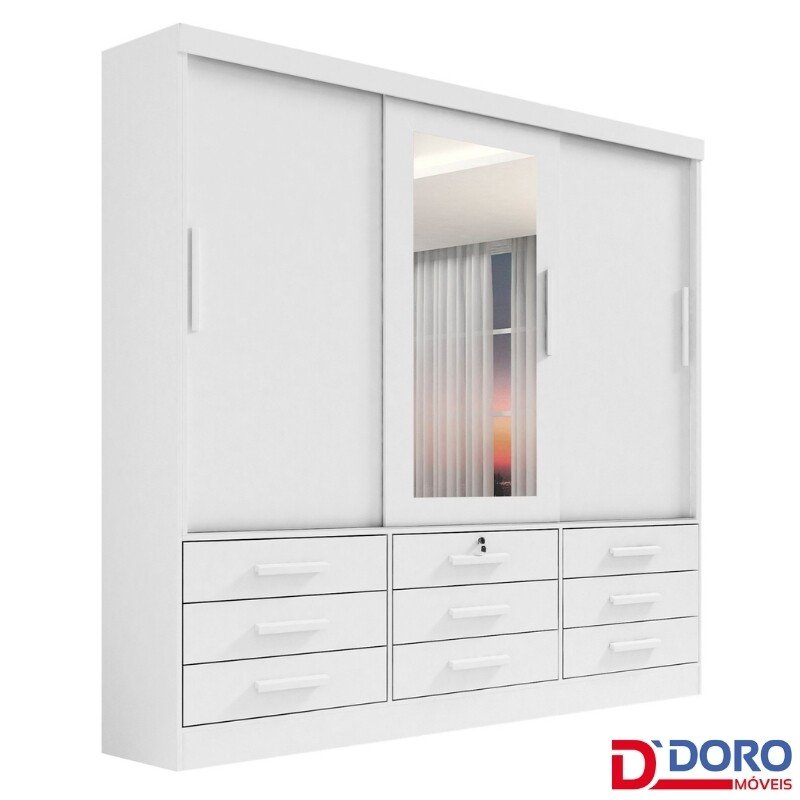 Roupeiro Meridian 3 Portas Branco Larg. 2.00m - D Doro
