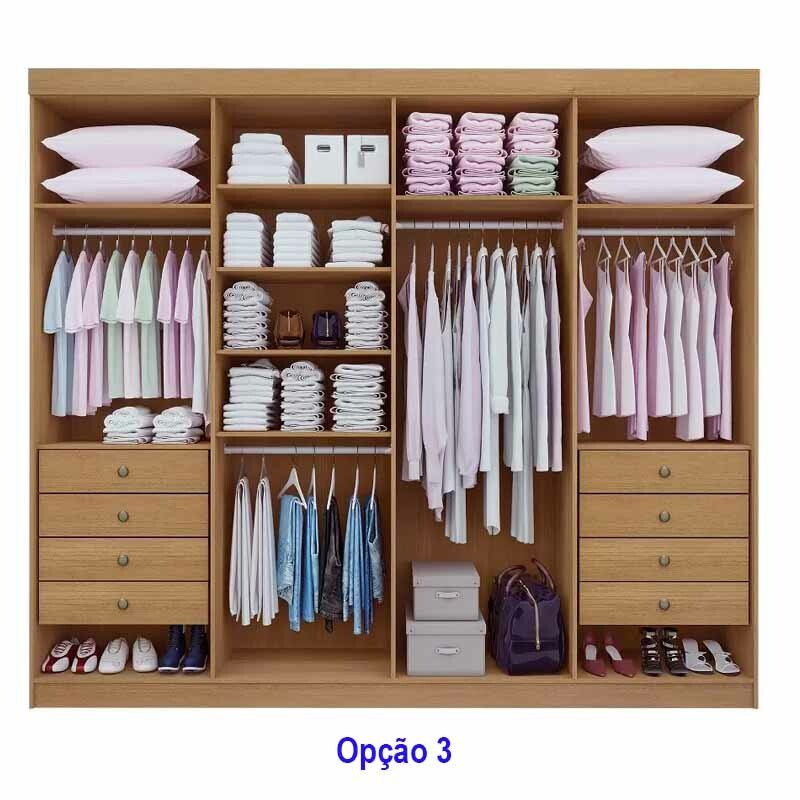 Guarda-Roupa Casal Daymond 8 Portas Ripado MDF Cinamomo D Doro - Imagem 4