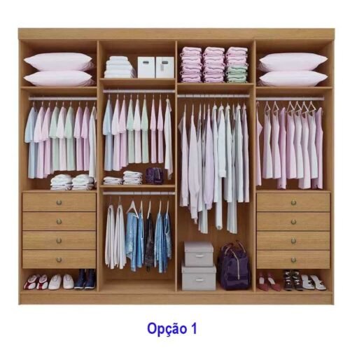 Alternative view of Guarda-Roupa Casal Daymond 8 Portas Ripado MDF Cinamomo D Doro