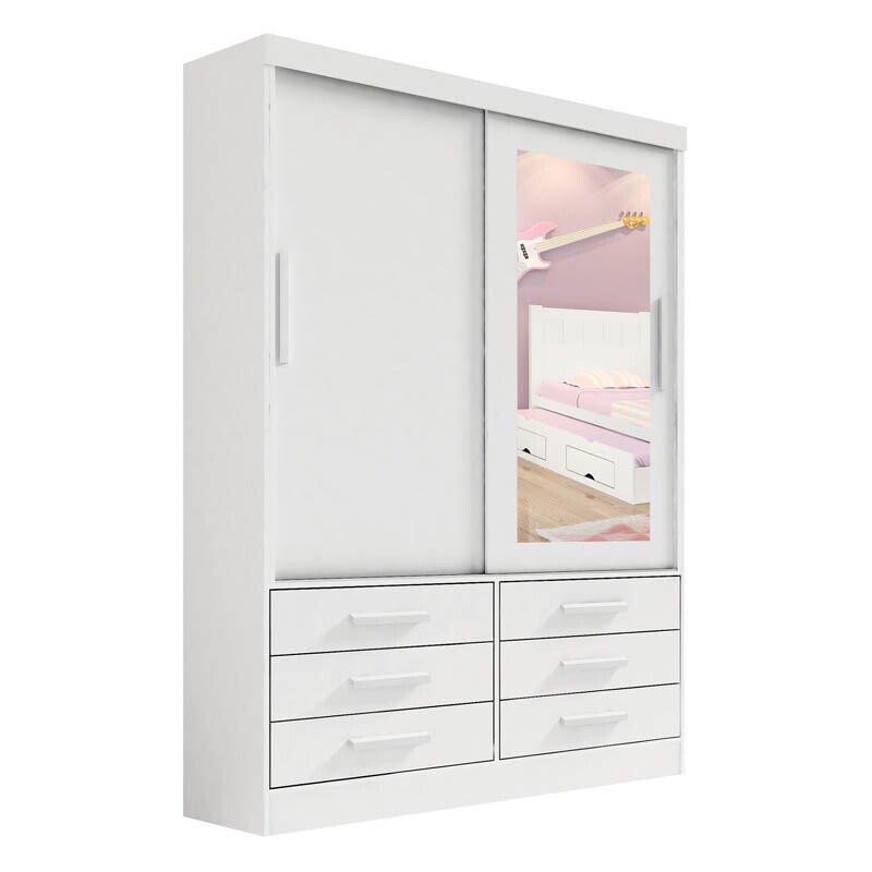 Roupeiro Meridian 2 Portas Branco Larg. 1.35m - D Doro