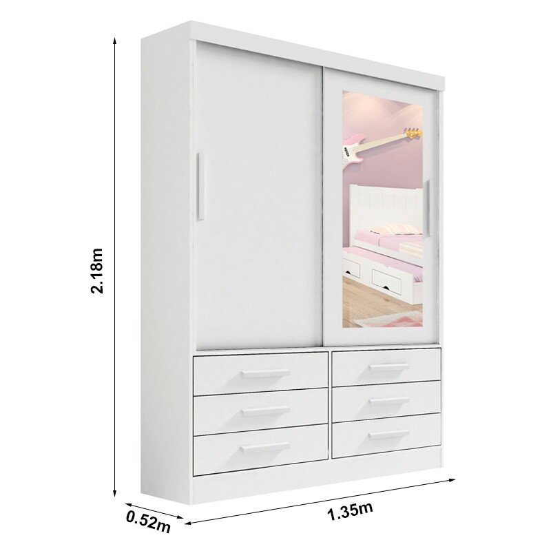 Roupeiro Meridian 2 Portas Branco Larg. 1.35m - D Doro - Imagem 3