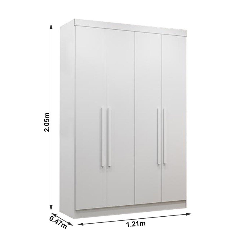 Roupeiro Recife 4 Portas Branco Larg. 1.21m - Sallêto - Imagem 3