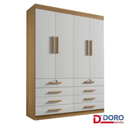 Roupeiro Mônaco Plus 4 Portas Cinamomo/Off White Larg. 1.60m - D Doro
