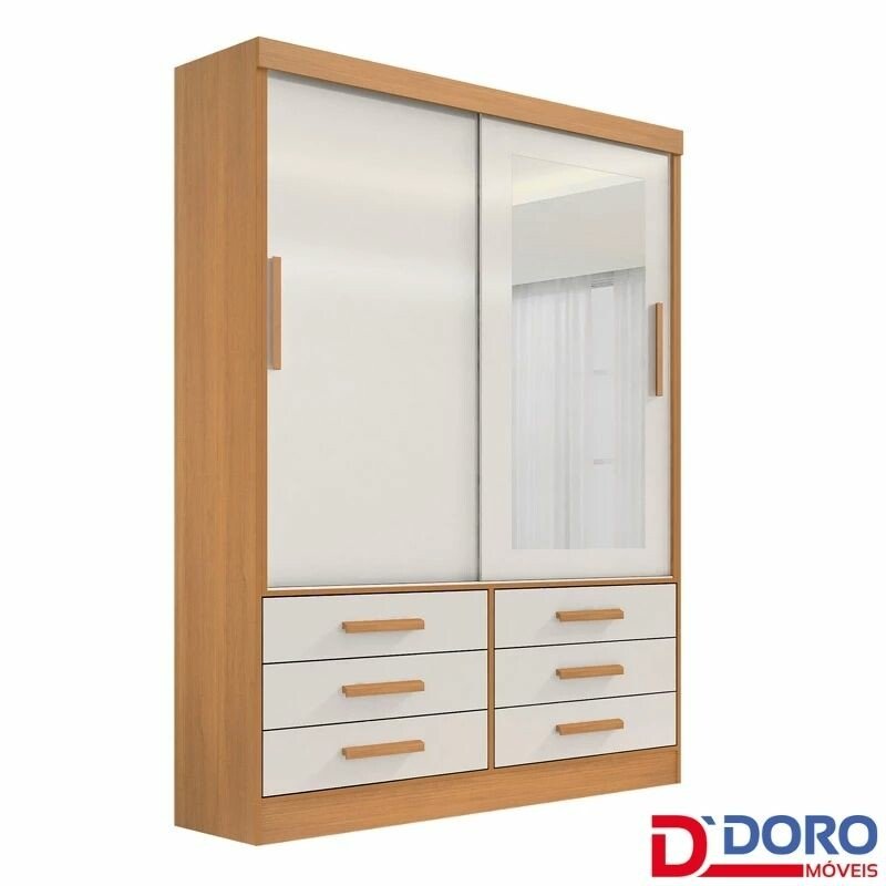 Roupeiro Meridian 2 Portas Cinamomo/Off White Larg. 1.35m - D Doro