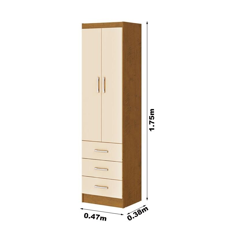 Roupeiro Texas 2 Portas 3 Gavetas Noce TX/Pérola Larg. 0.47m - San Marino - Imagem 4