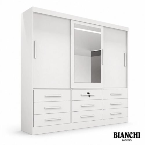 Roupeiro Turim Plus 3 Portas Branco 100% MDF Larg. 2.11 - Bianchi