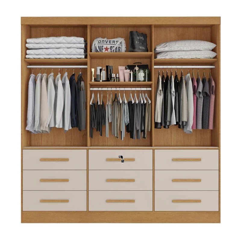 Roupeiro Turim Plus 3 Portas Nature/Off white 100% MDF Larg. 2.11 - Bianchi - Imagem 2
