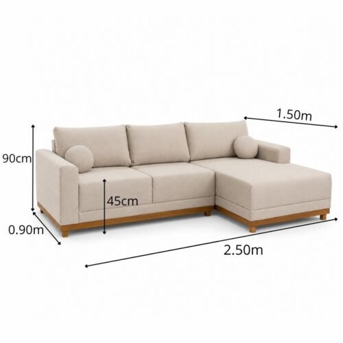 Alternative view of Sofá 3 Lug. Armênia C/Chaise Larg. 2.50m Linho Bege A57