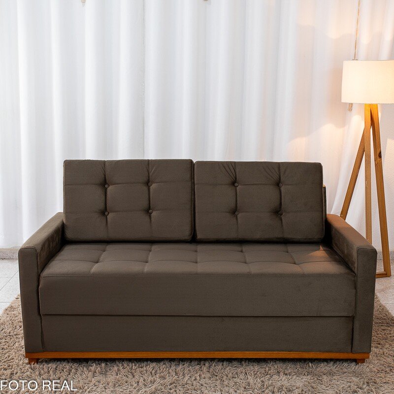 Sofá 3 lugares Living Áustria Veludo Marrom A17 Larg. 1.70m - Imagem 3