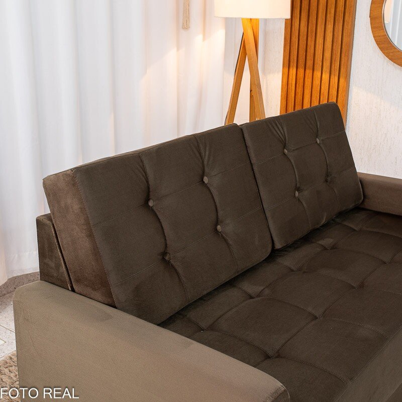Sofá 3 lugares Living Áustria Veludo Marrom A17 Larg. 1.70m - Imagem 4
