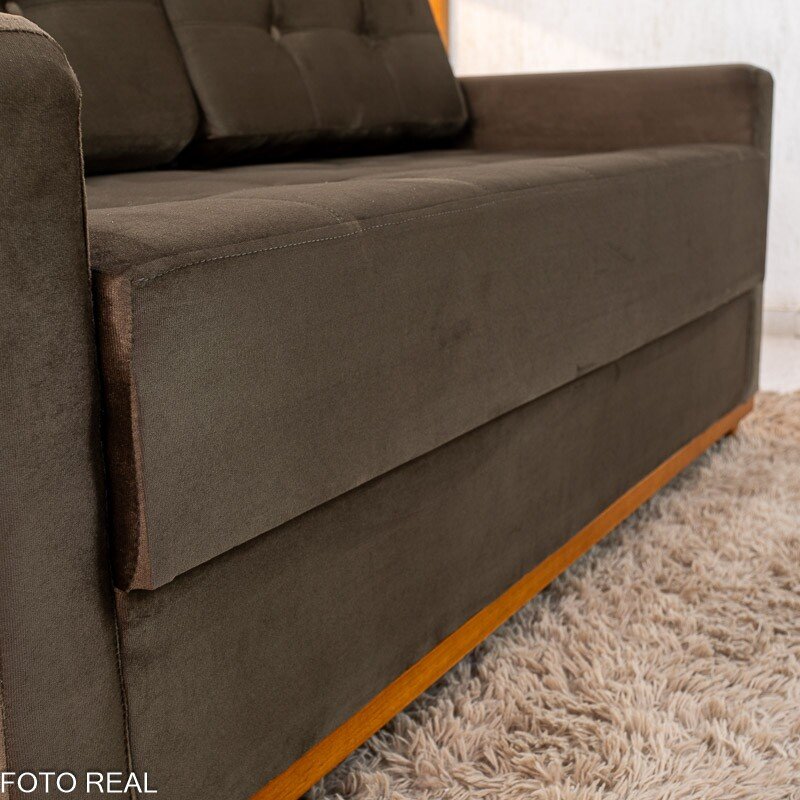 Sofá 3 lugares Living Áustria Veludo Marrom A17 Larg. 1.70m - Imagem 5