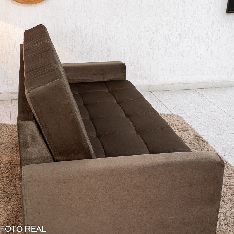 Sofá 3 lugares Living Áustria Veludo Marrom A17 Larg. 1.70m - Imagem 7
