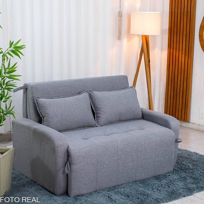 Sofá Cama Amora New Larg. 1.37m Linho Cinza 250/487