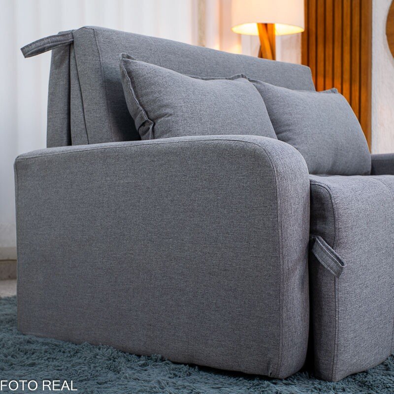 Sofá Cama Amora New Larg. 1.37m Linho Cinza 250/487 - Imagem 10