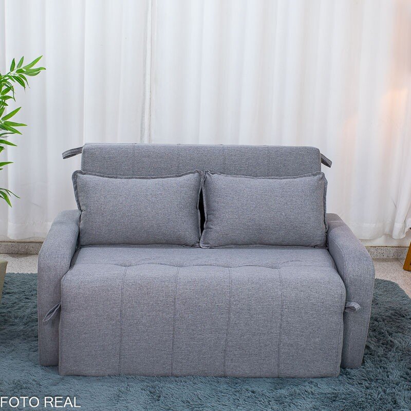 Sofá Cama Amora New Larg. 1.37m Linho Cinza 250/487 - Imagem 3
