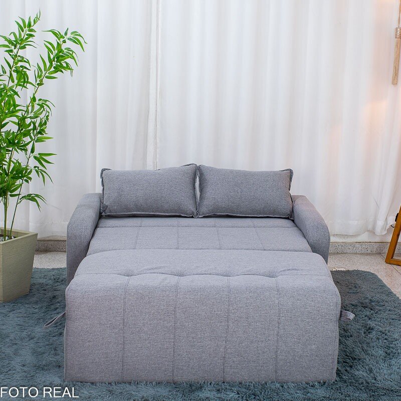 Sofá Cama Amora New Larg. 1.37m Linho Cinza 250/487 - Imagem 4