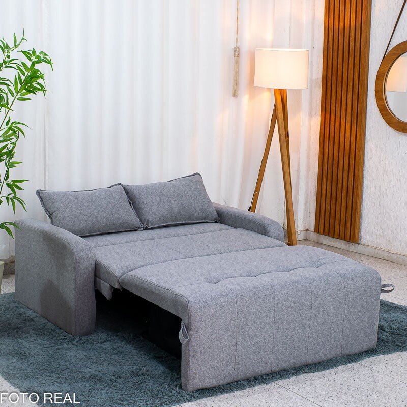 Sofá Cama Amora New Larg. 1.37m Linho Cinza 250/487 - Imagem 5