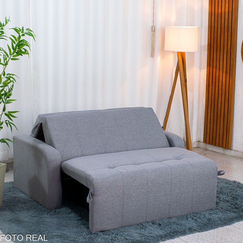 Sofá Cama Amora New Larg. 1.37m Linho Cinza 250/487 - Imagem 7