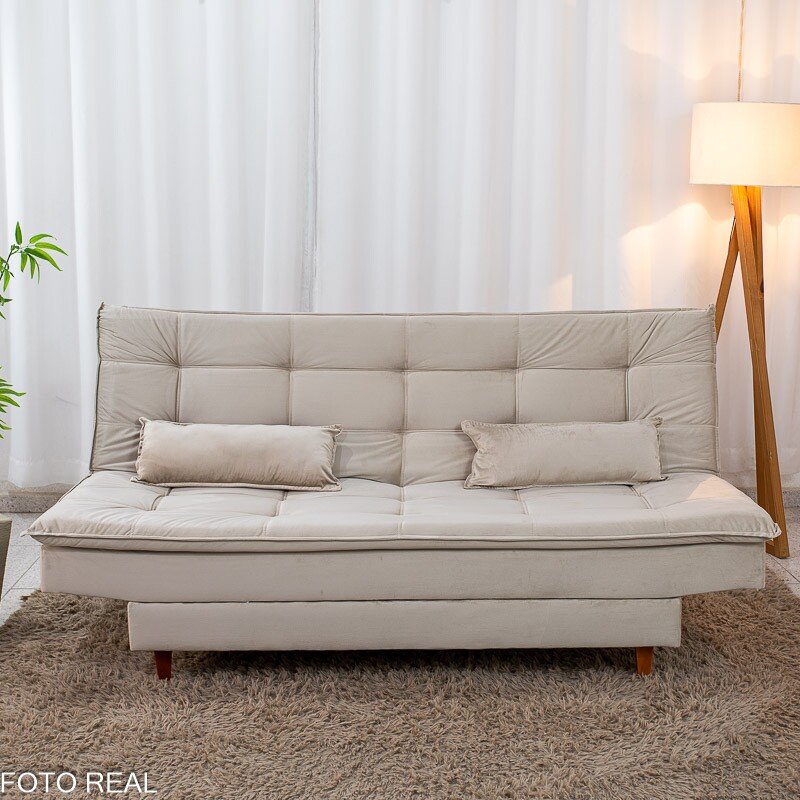 Sofá Cama Premium Veludo Bege 2269 Larg. 1.80m - Imagem 3
