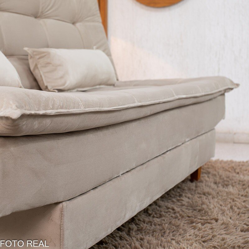 Sofá Cama Premium Veludo Bege 2269 Larg. 1.80m - Imagem 6