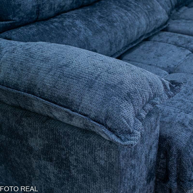 Sofá Retrátil Reclinável Itaúna 2.30m Chenille Azul 575 - Molas Ensacadas - Imagem 8
