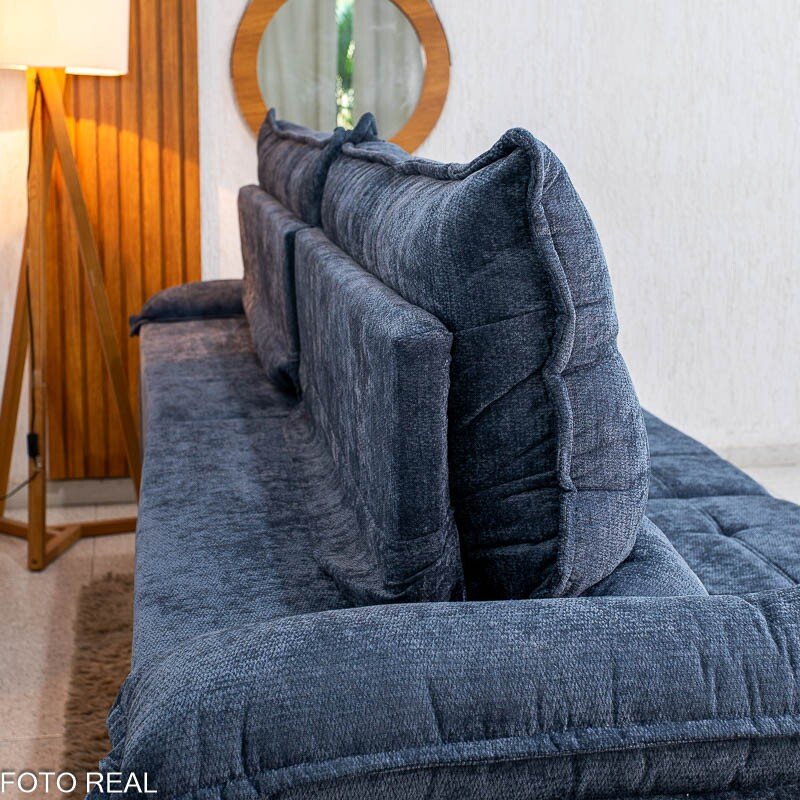 Sofá Retrátil Reclinável Itaúna 2.90m Chenille Azul 575 - Molas Ensacadas - Imagem 11
