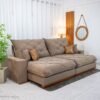 Sofá Retrátil Reclinável Malibu 2.90m Veludo Capuccino 828 - D33 e Molas Ensacadas
