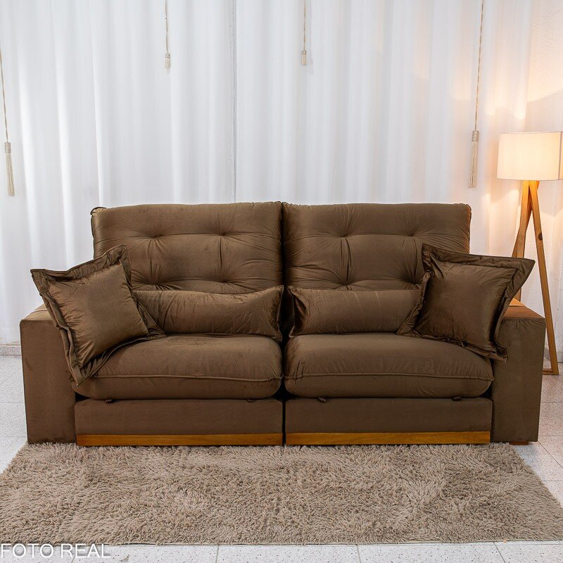 Sofá Retrátil Reclinável Toronto 2.50m Veludo Bege 4056 - D33 e Molas Ensacadas - Imagem 6