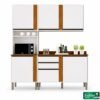 Torre Quente Cozinha Pérola + Balcão 1.20m + Aéreo 2 Portas 1.20m Branco/Cinamomo - Sallêto