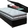 Cama Box Baú Solteiro Preto + Colchão Black Graphite 27 Molas Ensacadas Anjos