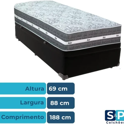 Alternative view of Cama Box Baú Solteiro Preto + Colchão Black Graphite 27 Molas Ensacadas Anjos