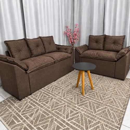 Alternative view of Conjunto de Sofá Veneza 2 e 3 Lugares IJ – Suede Marrom