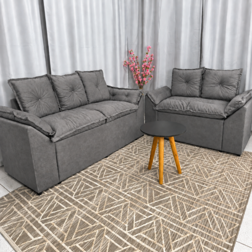 Alternative view of Conjunto de Sofá Veneza 2 e 3 Lugares IJ – Suede Cinza
